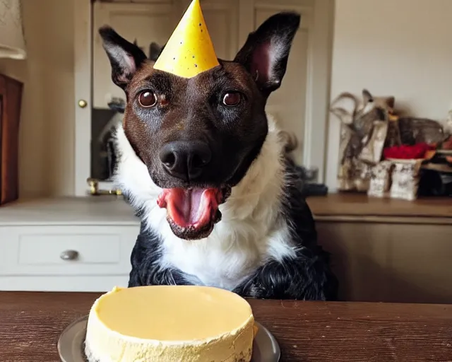 Puppy Eating Birthday Cake