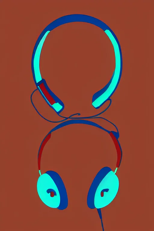 Image similar to minimalist boho style art of colorful headphones, illustration, vector art