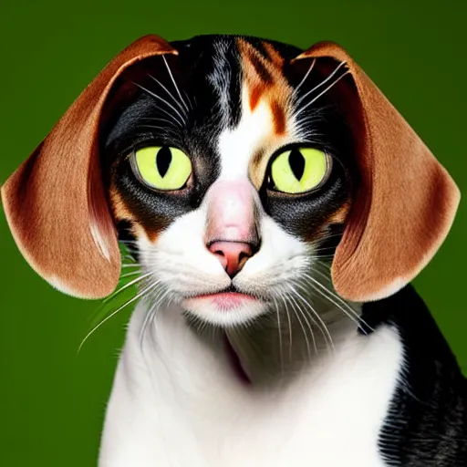 Image similar to a feline beagle - cat - hybrid, animal photography