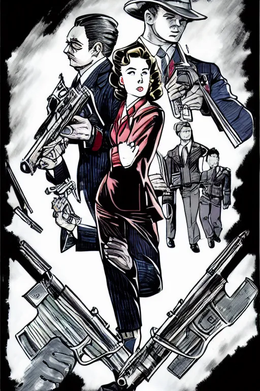 Image similar to Agent carter illustration concept art in the style of Amano, Yoshitaka