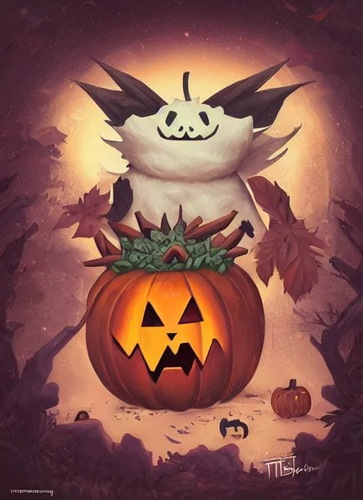 Prompt: Post-Apocalyptic Regrowth/Rewilding Pumpkaboo grass ghost pumpkin pokemon chunky little fella portrait by Tristan Eaton_Stanley Artgerm and Tom Bagshaw,