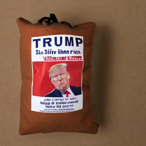 Image similar to trump as six pounds of shit in three pound bag