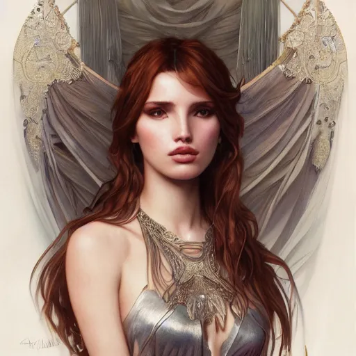 Prompt: ultra realistic illustration, bella thorne, wearing nighty, intricate, elegant, highly detailed, digital painting, artstation, concept art, smooth, sharp focus, illustration, art by artgerm and greg rutkowski and alphonse mucha