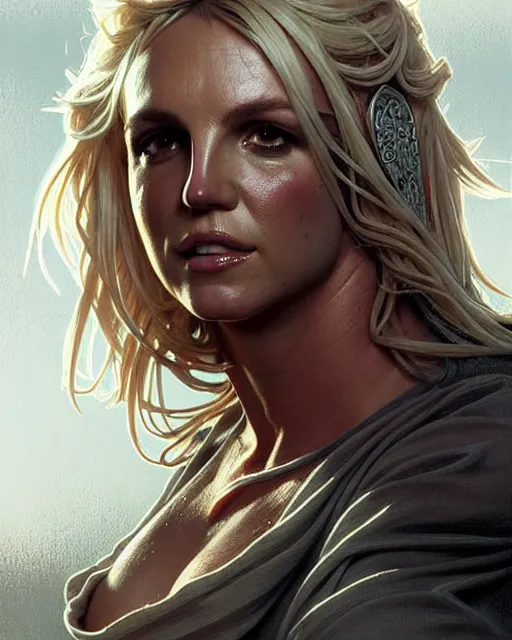 Prompt: britney spears, thicc, character portrait, portrait, close up, concept art, intricate details, highly detailed by greg rutkowski, michael whelan and gustave dore