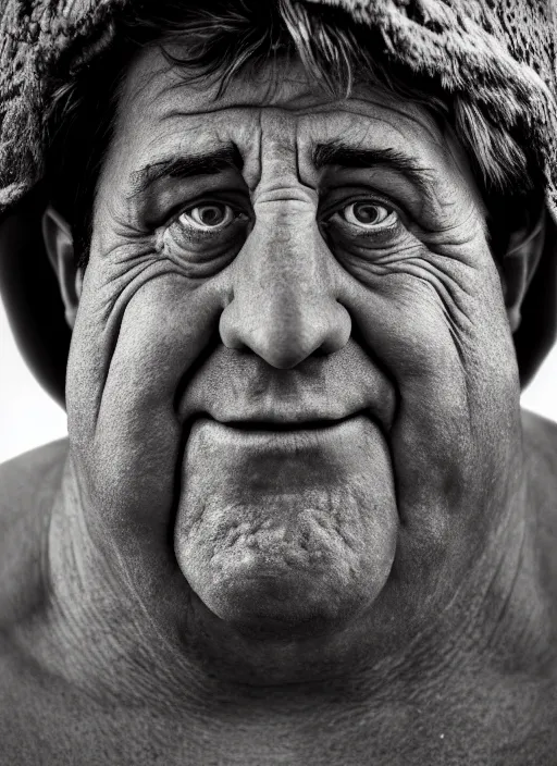 Image similar to closeup portrait of fred flintstone, depth of field, zeiss lens, detailed, symmetrical, centered, fashion photoshoot, by Annie Leibovitz and Steve McCurry, David Lazar, Jimmy Nelsson, Breathtaking, 8k resolution, extremely detailed, beautiful, establishing shot, artistic, hyperrealistic, beautiful face, octane render