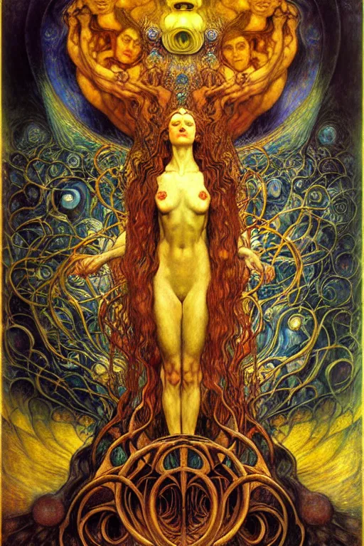 Image similar to Divine Chaos Engine by Karol Bak, Jean Delville, William Blake, Gustav Klimt, and Vincent Van Gogh, symbolist, visionary