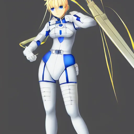 Image similar to beautiful image of saber from fate / stay night in a thight plugsuit, high quality, highly detailed, 4 k, drawn by wwpgi, trending on artstation