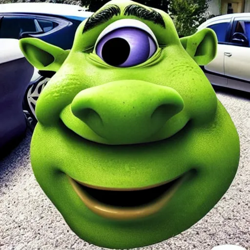 Prompt: shrek as a car