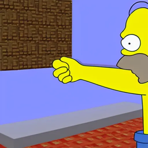 Prompt: homer simpson in minecraft