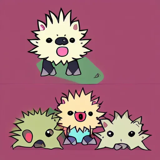 Image similar to baby hedgehogs in the style of cute anime, adorable, cute, art station