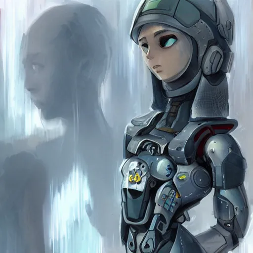 Image similar to A melancholic cyborg, top image of all time on /r/ImaginaryCharacters subreddit