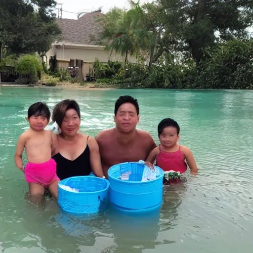 Image similar to marcos family swimming in garbage