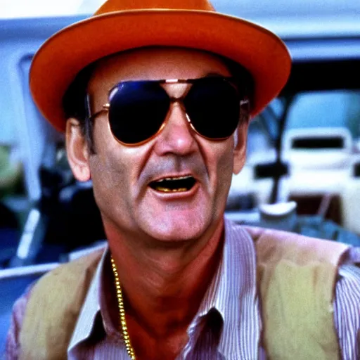 Image similar to bill murray in fear and loathing in las vegas, movie still, promotional shot