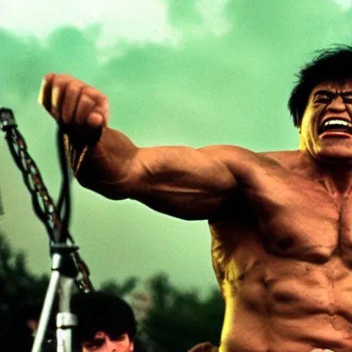 Image similar to hulk performing at woodstock