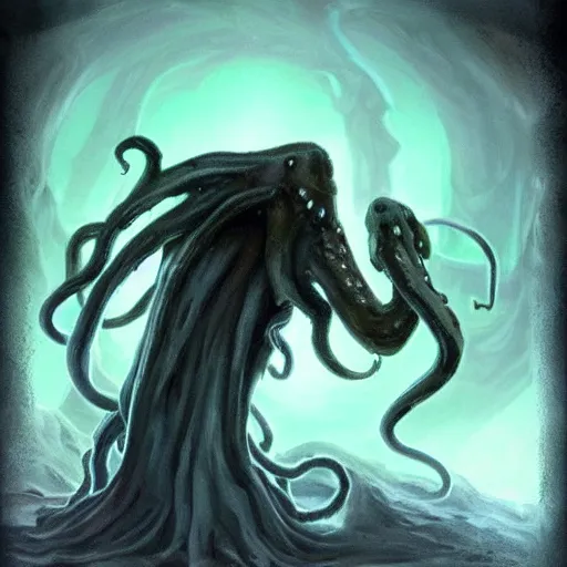 Prompt: concept designs for an end game boss that is an ethereal obsidian ghostly wraith like figure with a squid like parasite latched onto its head and long tentacle arms that flow lazily but gracefully at its sides like a cloak and chains rattling at its sides while it floats around a frozen rocky tundra in the snow searching for lost souls and that hides amongst the shadows in the trees, this character has hydrokinesis and electrokinesis for silent hill video game and inspired by the resident evil game franchise