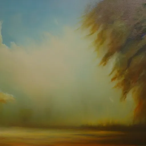 Prompt: oil painting of ethereal landscapes