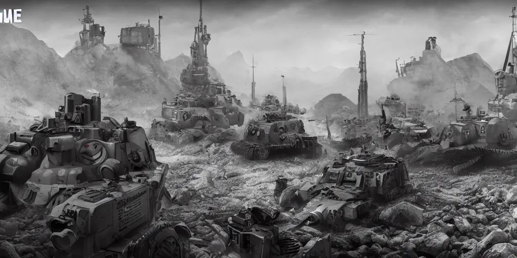 Image similar to wide angle, a world of war machines, Maschinen Krieger, high quality render, ArtStation, precise lines, epic composition, Unreal engine 5, 8k