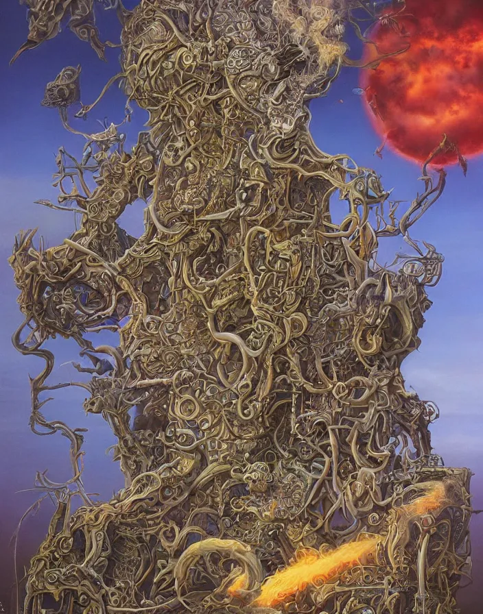 Image similar to a detailed elaborate surrealist fantasy airbrush painting by Michael Whelan