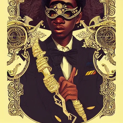 Prompt: eyo festival in heaven, nigerian, masquerade, eyo festival, yoruba illustration, medium shot, intricate, elegant, highly detailed, digital art, ffffound, art by jc leyendecker and sachin teng