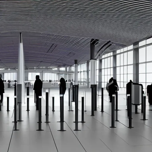 Prompt: 8 k hd detailed octane render of the security line at an airport