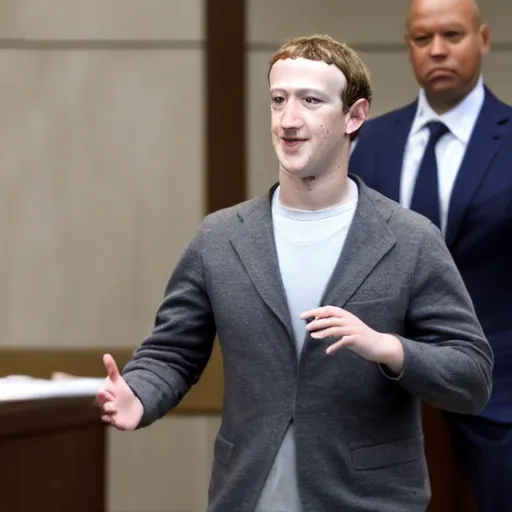 Image similar to mark Zuckerberg found guilty by jury of penguins