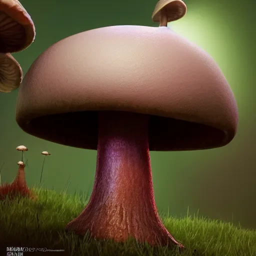 Prompt: : kawaii mushroom Character ,hyper detailed art station  parabolic lighting contest winners unrealengine trending on artstation,cinematic, hyper realism, high detail, octane render, 8k