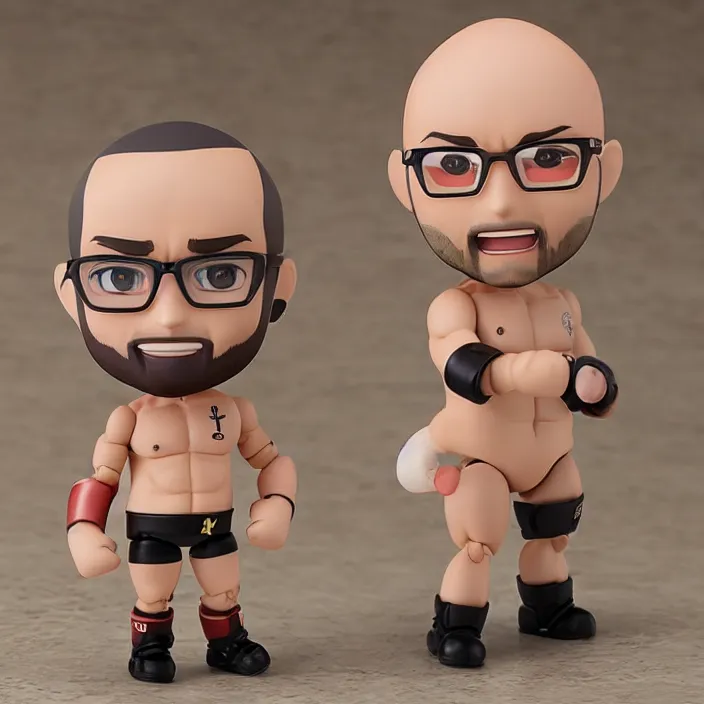 Image similar to boxer andrew tate bald with beard, an anime nendoroid of boxer andrew tate bald with beard, figurine, detailed product photo