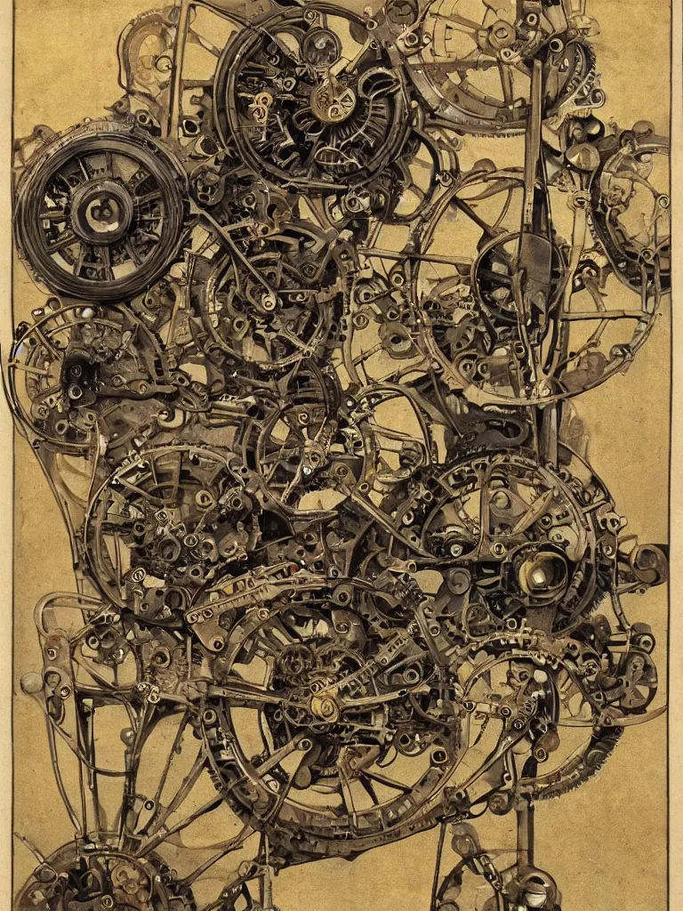 Image similar to a complex steampunk device, victorian art nouveau mechanics,