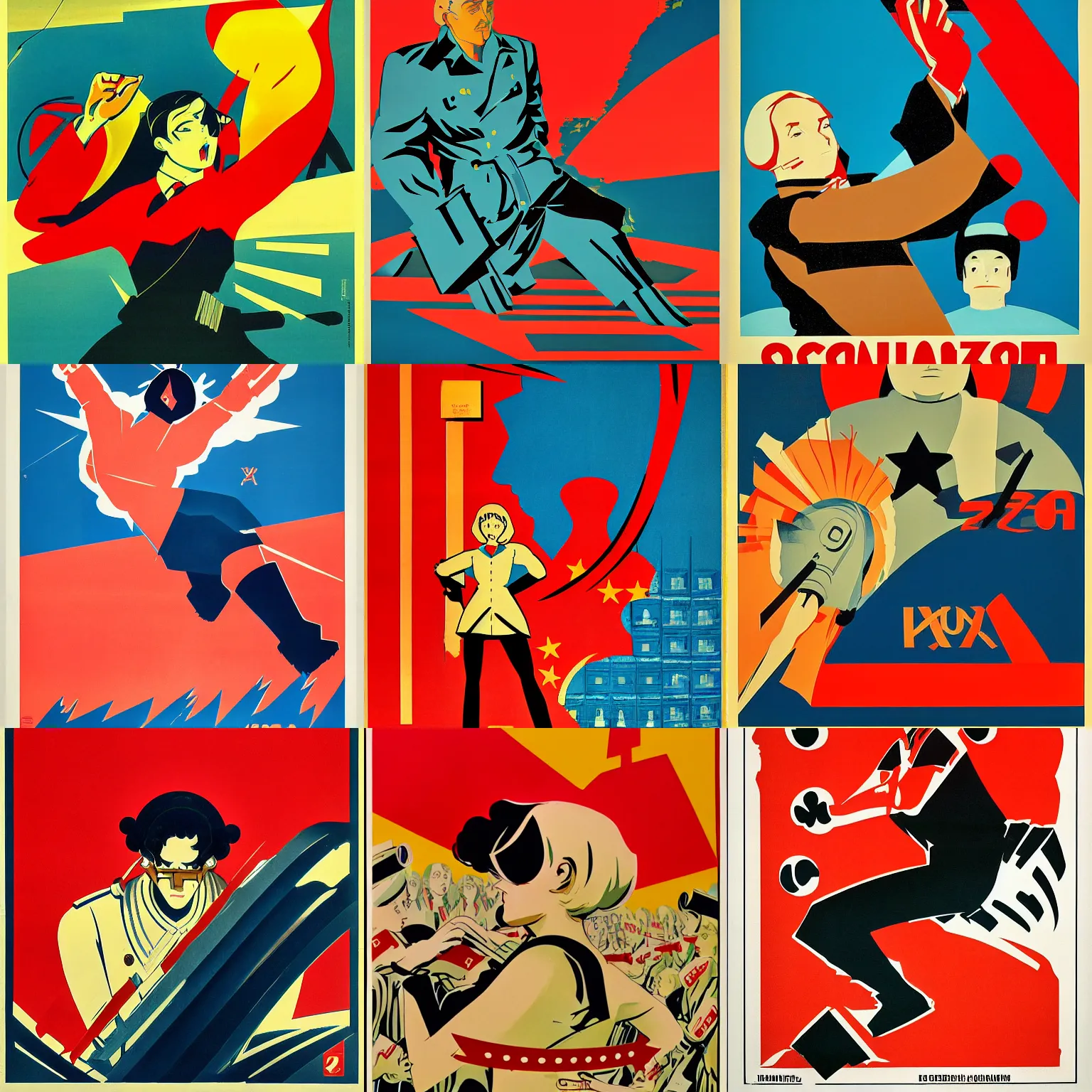 Prompt: graphic design, soviet poster, anime
