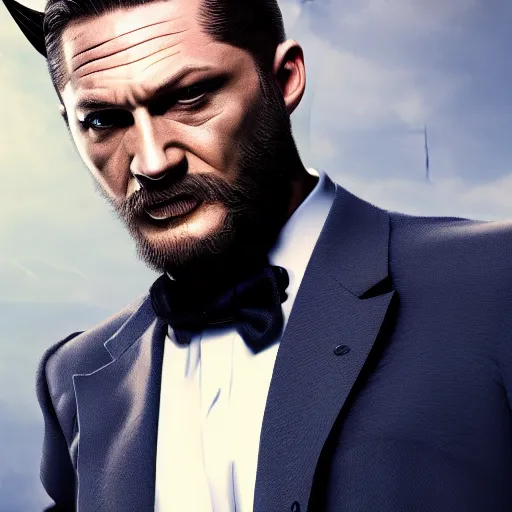 Prompt: Tom Hardy as wolverine in his suit Digital art 4K quality Photorealism