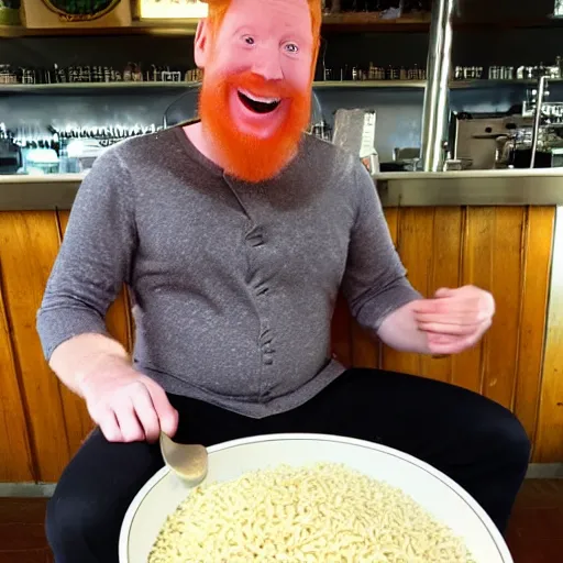 Image similar to Ginger man having the time of his life with a bowl of rice