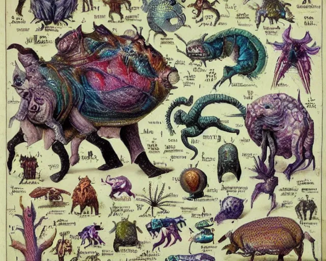 Image similar to bizarre bestiary of microcosmic creatures