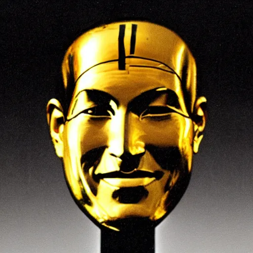 Image similar to ( steve jobs ) gold king tut mask