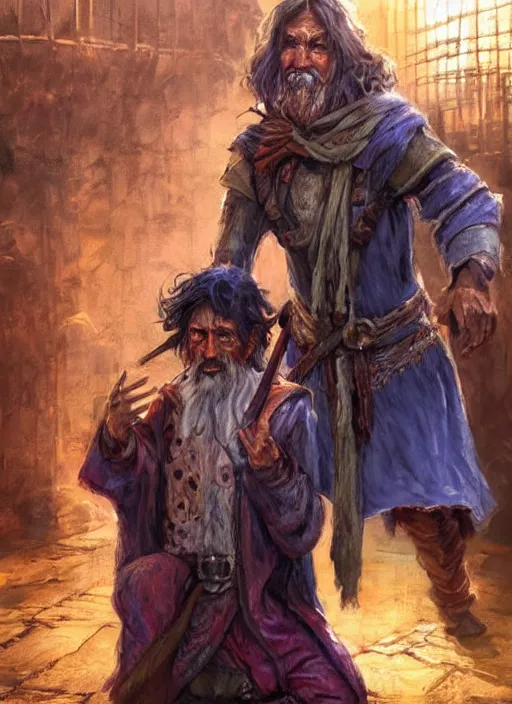 Image similar to immigrant poor beggar on the streets, ultra detailed fantasy, dndbeyond, bright, colourful, realistic, dnd character portrait, full body, pathfinder, pinterest, art by ralph horsley, dnd, rpg, lotr game design fanart by concept art, behance hd, artstation, deviantart, hdr render in unreal engine 5