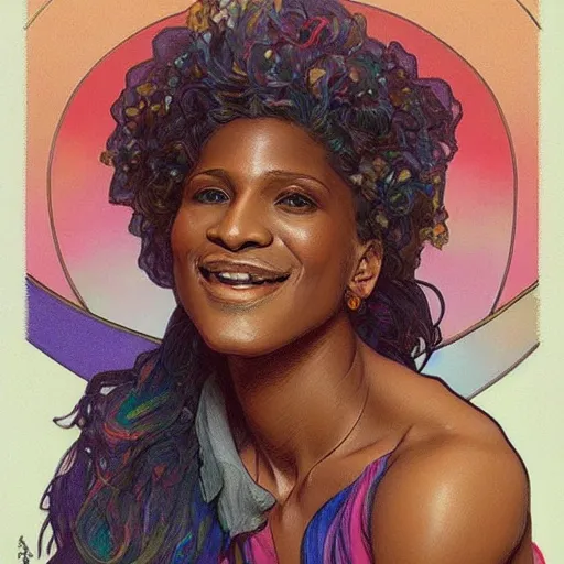 Prompt: amazing lifelike award winning pencil illustration of marsha p. Johnson gay pride trending on art station artgerm Greg rutkowski alphonse mucha cinematic