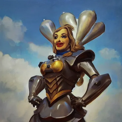 Image similar to greg manchess portrait painting of armored alice from alice in wonderland as overwatch character, medium shot, asymmetrical, profile picture, organic painting, sunny day, matte painting, bold shapes, hard edges, street art, trending on artstation, by huang guangjian, gil elvgren, ruan jia, randy vargas, greg rutkowski