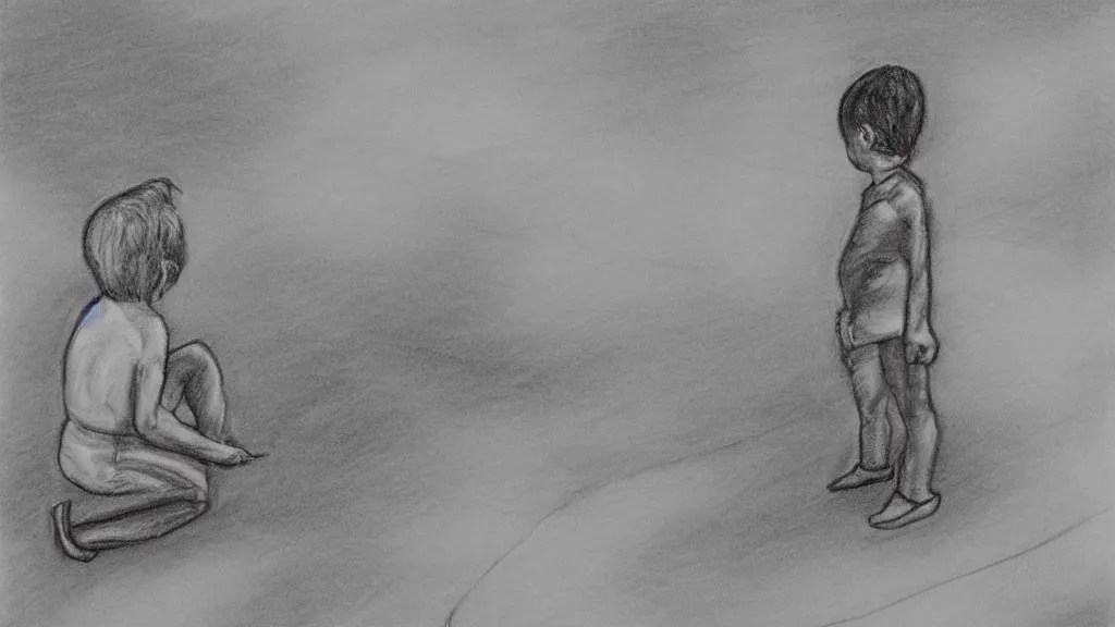 Image similar to chalk drawing self - absorbed nephew apparition