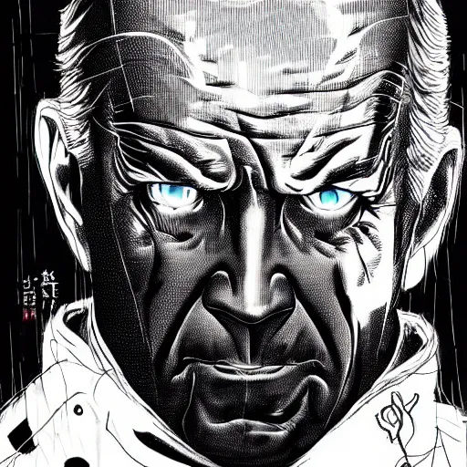 Image similar to Joe Biden looking sinister, by Tsutomu Nihei, highly detailed