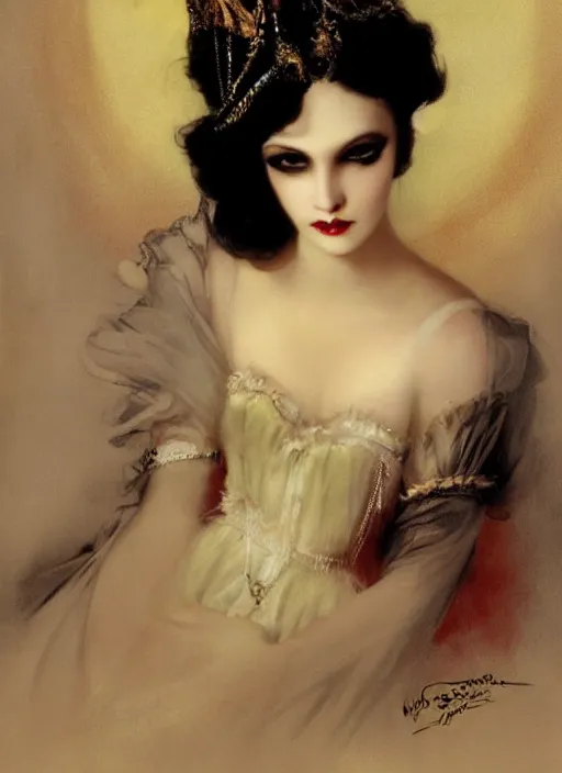 Image similar to gothic princess portrait. by william - adolphe bouguerea, by rolf armstrong, highly detailded