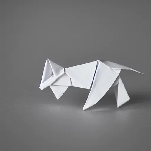 Image similar to an impossible origami animal, macro photography, ambient light