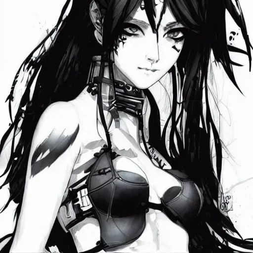 Prompt: ☠🦢☢ beautiful monster girl, yoji shinkawa