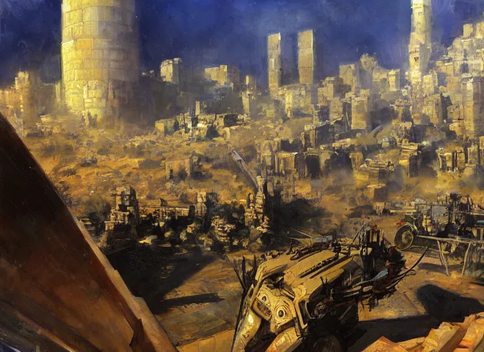 Image similar to a highly detailed beautiful portrait of jerusalem under attack by aliens, by gregory manchess, james gurney, james jean