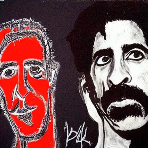 Prompt: frank zappa drawn by basquiat