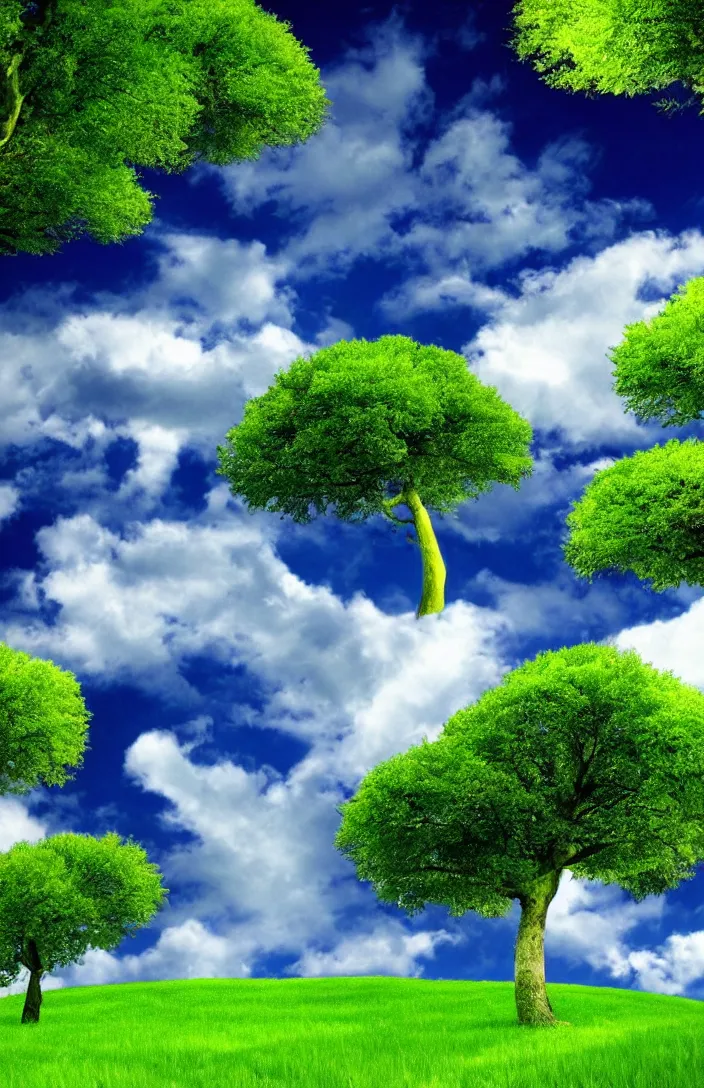 Image similar to windows XP bliss with tree wallpaper