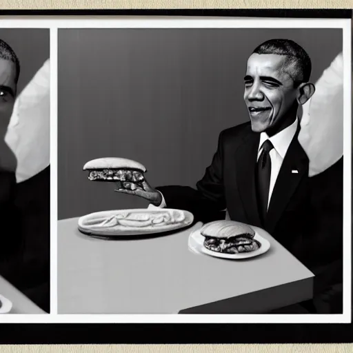 Image similar to barack obama smoking burger. film strip. 9 frames.