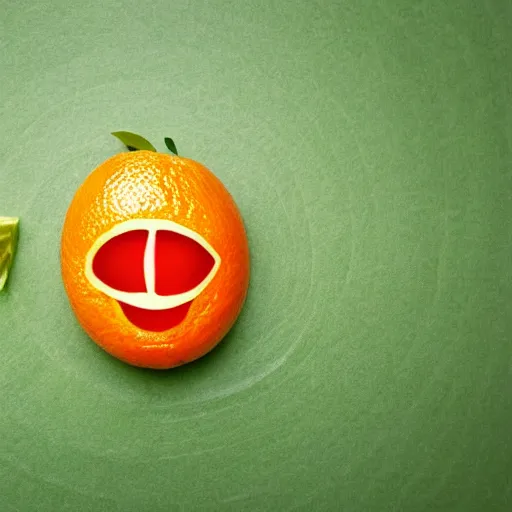 Image similar to orange fruit with human eyes and mouth