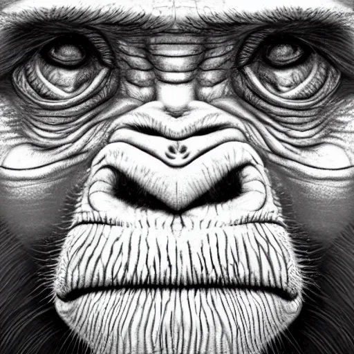 Image similar to Very funny monkey Emma Watson looking like an old monkey, monkey, Emma Watson actress monkey face, like gorilla, chimpanzee, colorful painting on grey scale face, powerful , magic, thunders, dramatic lighting, intricate, wild, highly detailed, digital painting, artstation, concept art, smooth, sharp focus, illustration, art by artgerm and greg rutkowski and alphonse mucha, footage