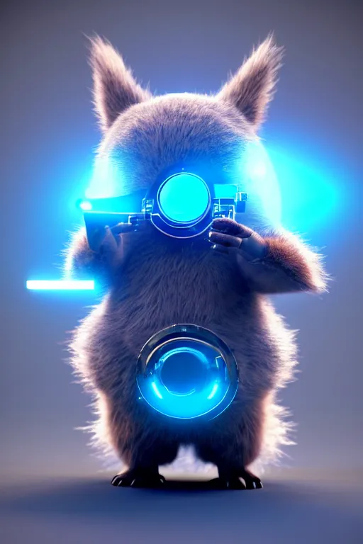 Prompt: high quality 3 d render sci - fi very cute fluffy! wombat!! cyborg with futuristic mechanical parts, cyberpunk monocle!, highly detailed, unreal engine cinematic smooth, in the style of detective pikachu, hannah yata charlie immer, dark blue neon light, low angle, uhd 8 k, sharp focus