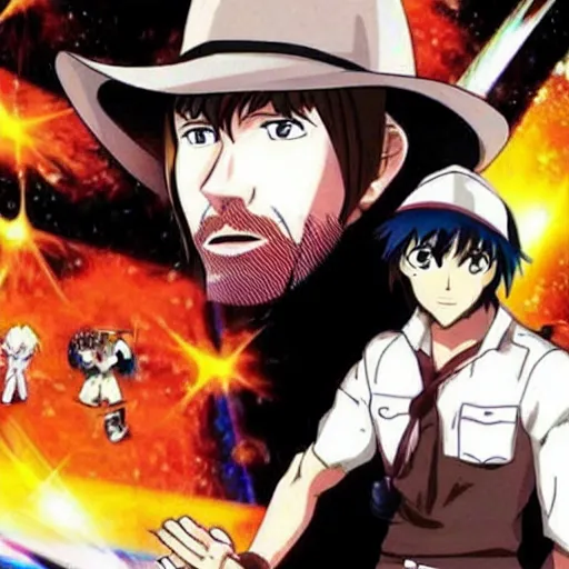 Prompt: Chuck Norris as a anime character