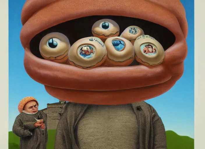 Image similar to the human donut, lowbrow, matte painting, 3 - d highly detailed, in the style of mark ryden,